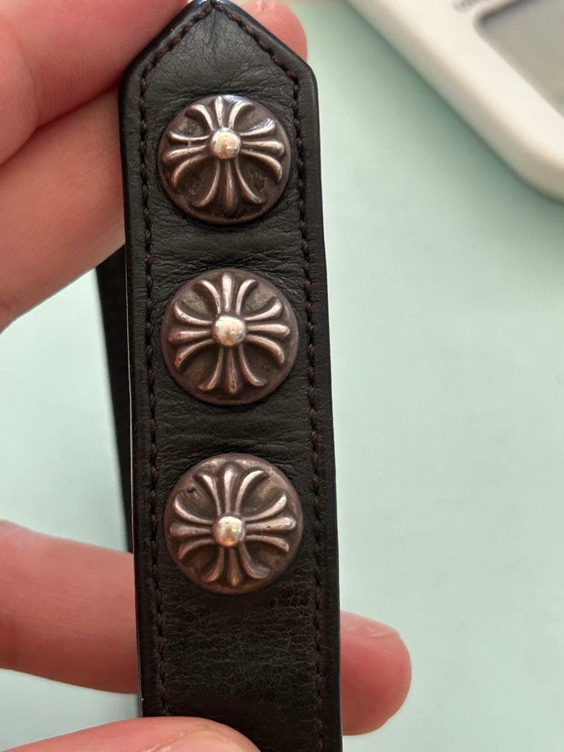 クロムハーツ　クロス3スナップ　革ブレスレット