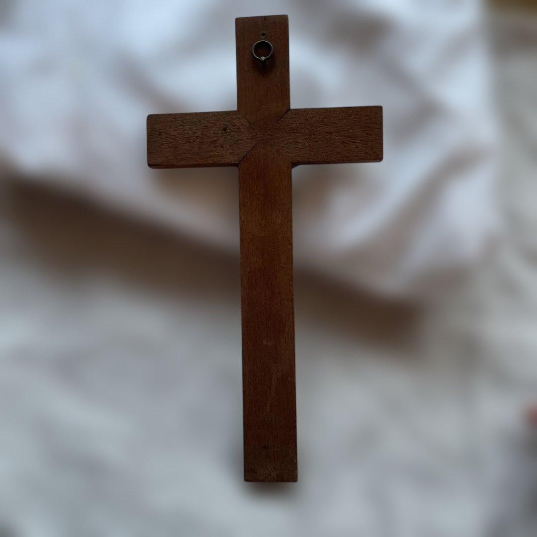 フランス　ブロカント　キリスト　十字架　キリスト教　磔刑　オブジェ　真鍮　木製