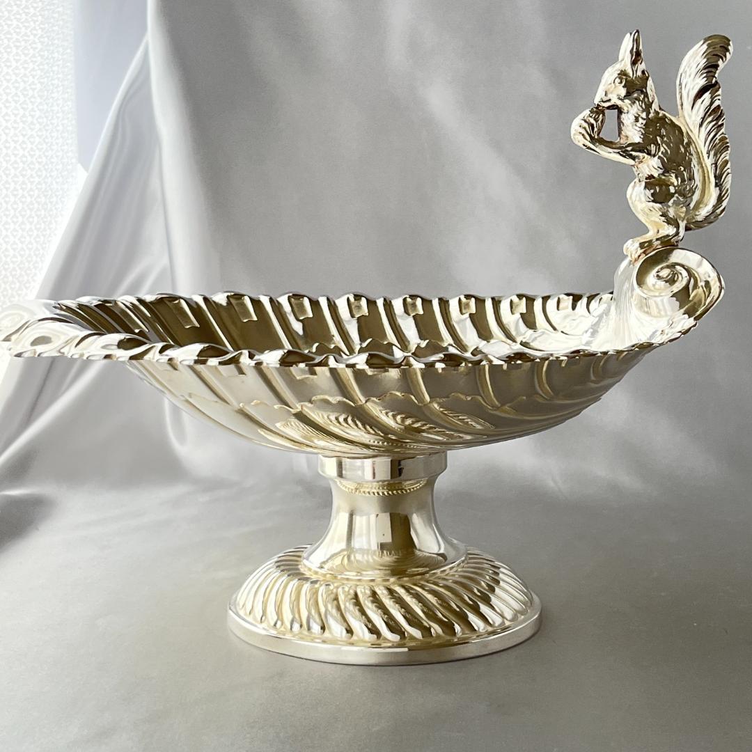 リスのナッツボウル / センターピース【シルバープレート】大型