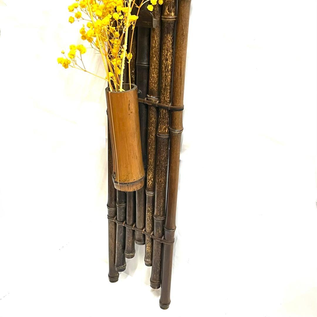 希少・時代物■黒竹　垂撥（すいはつ）7本組・掛け花器・茶道具・竹工芸・インテリア