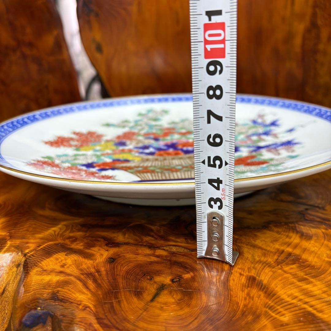 オールド香蘭社　飾皿　染付　花詰　細密 手描き