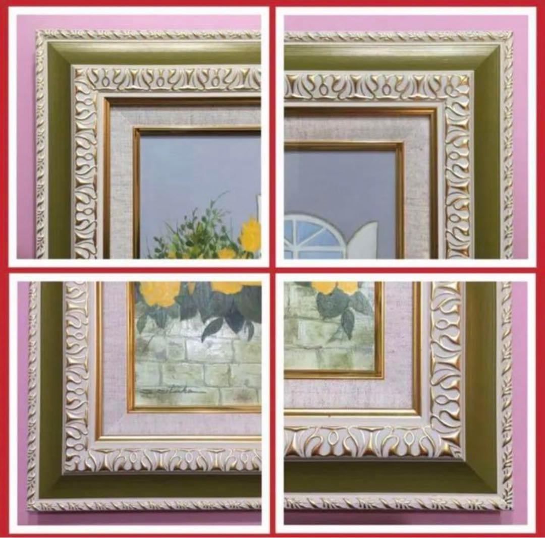 絵画・額縁・油絵・千賀 節子・新品未使用・窓辺の薔薇・美術品・インテリア・雑貨