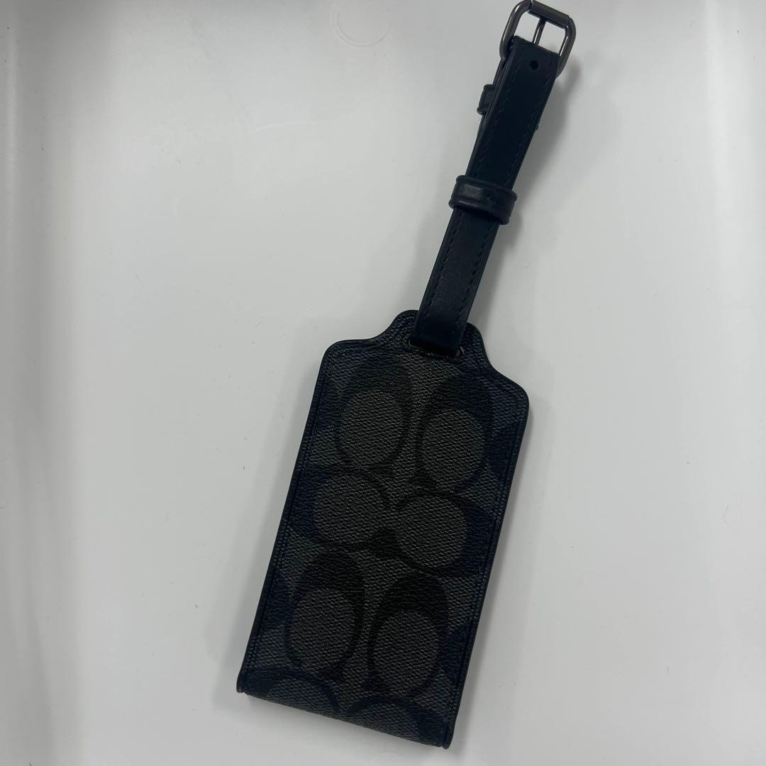 ☆送料無料☆ COACH ネームタグ シグネチャー ラゲッジタグ チャコール