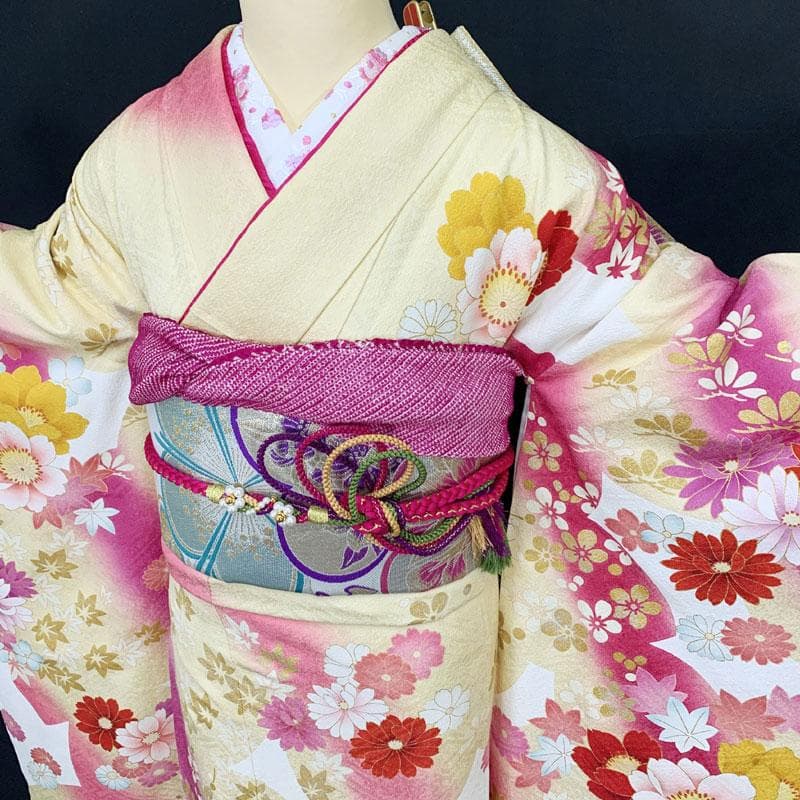 503z1.309y15.小物.半衿☆可愛い！ラメ中振袖 銀通し 金駒刺繍☆美品