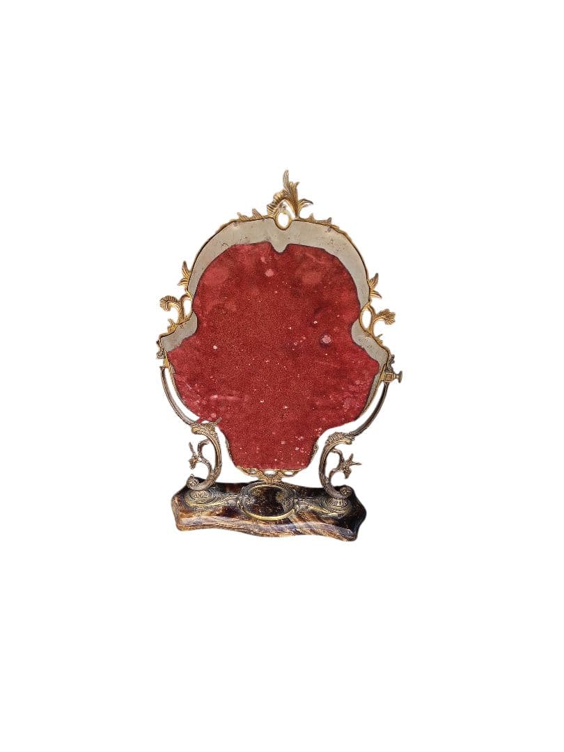 【アンティーク】大理石台 真鍮製 化粧鏡