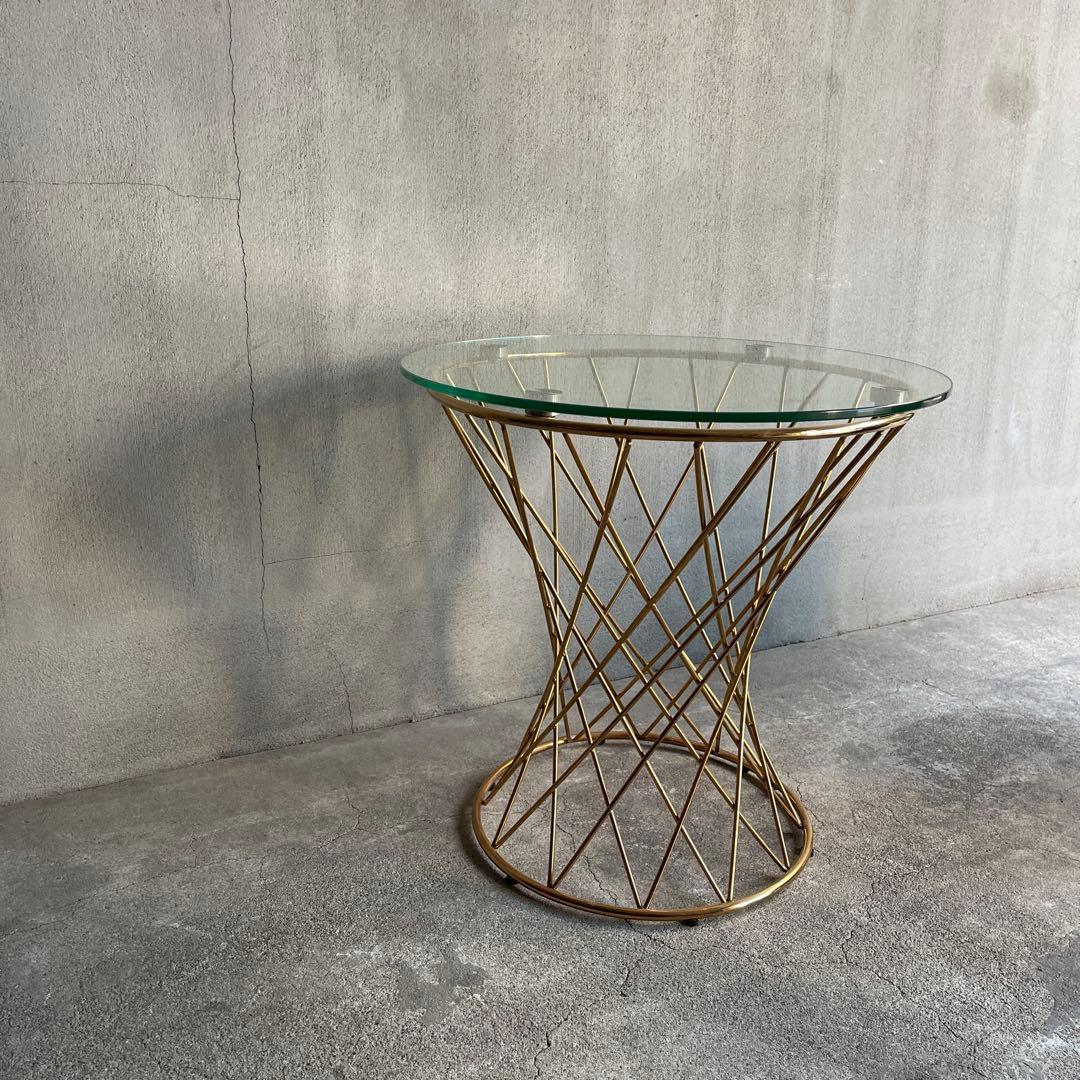 Francfranc フランフラン　マーリアサイドテーブル　クリア×ゴールド