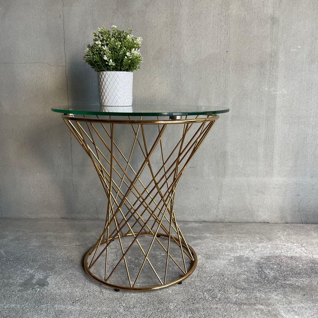 Francfranc フランフラン　マーリアサイドテーブル　クリア×ゴールド