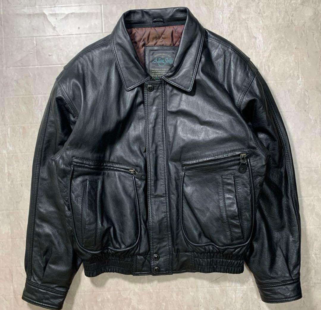 80s レザーボンバージャケット　本革　短丈