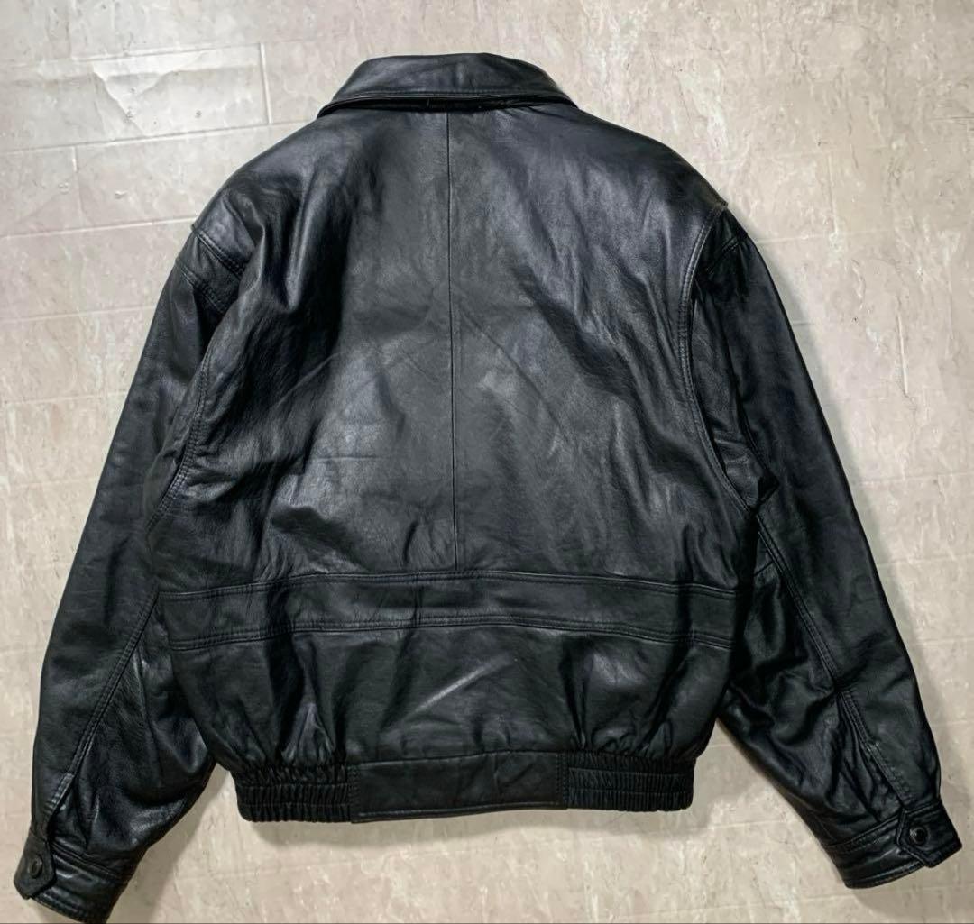 80s レザーボンバージャケット　本革　短丈