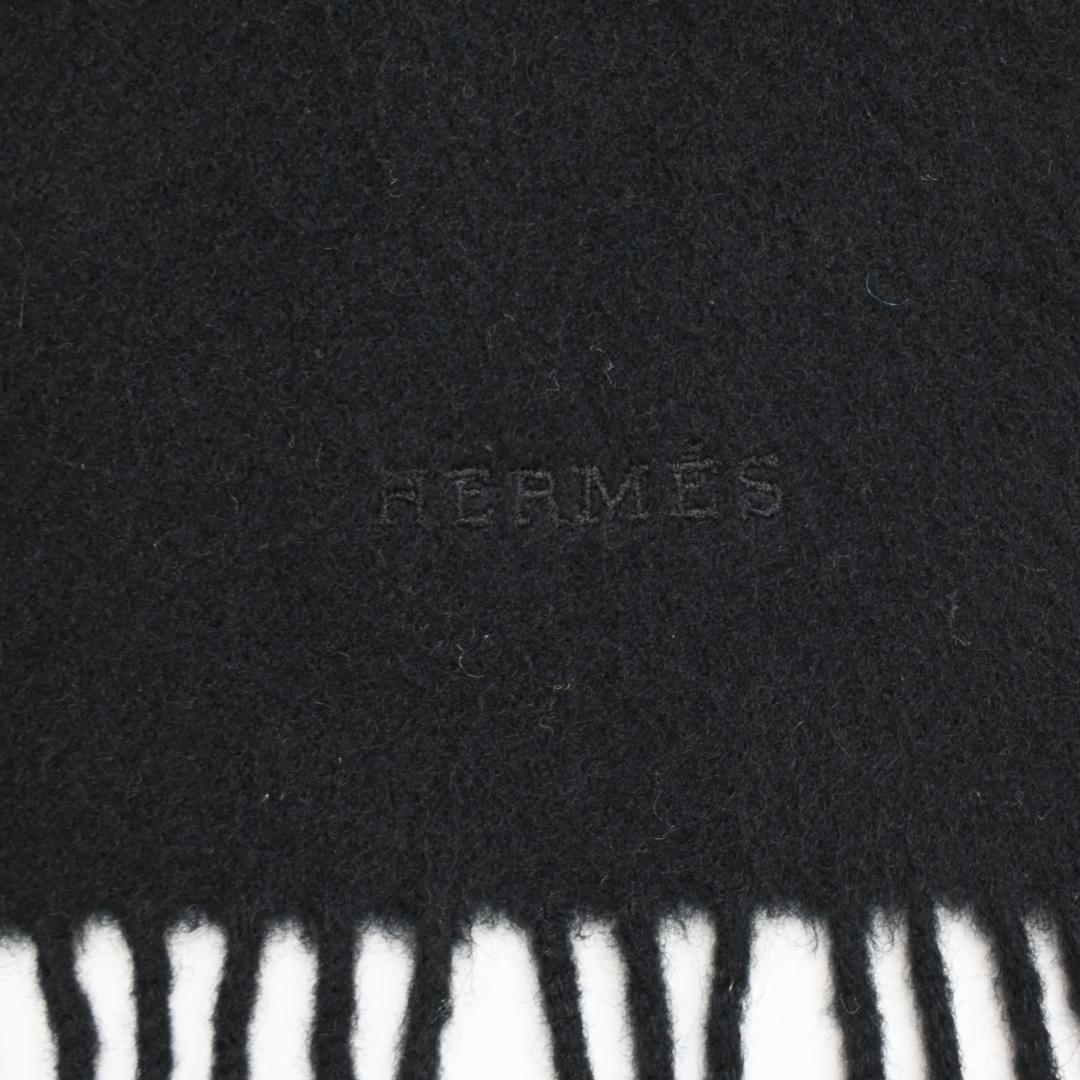 ■ □ 44906★年 HERMES エルメス マフラー ブラック カシミヤ