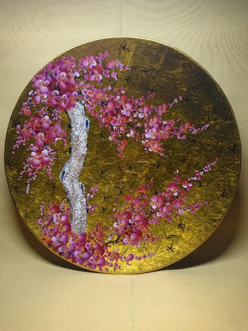 【美品】飾り皿　漆器　アート　彩絵　置物　インテリア　工芸品　美術品　A3087