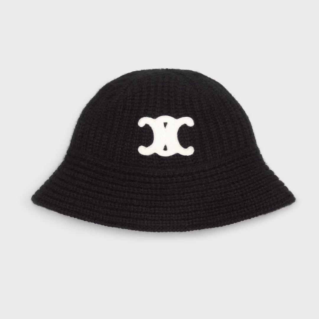【正規品】セリーヌ トリオンフ ニット帽 クロシェバケットハット ブラック
