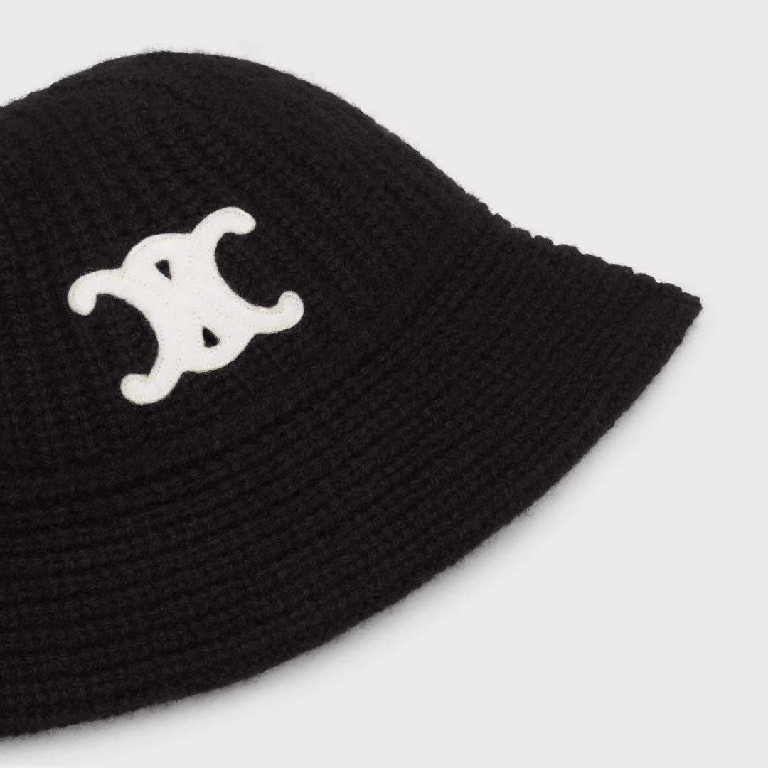 【正規品】セリーヌ トリオンフ ニット帽 クロシェバケットハット ブラック