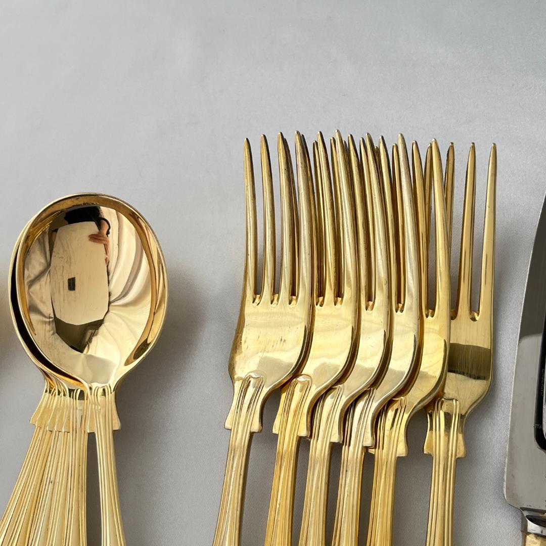 【英国】キングスパターンのディナーセット 24本組【ゴールドプレート】