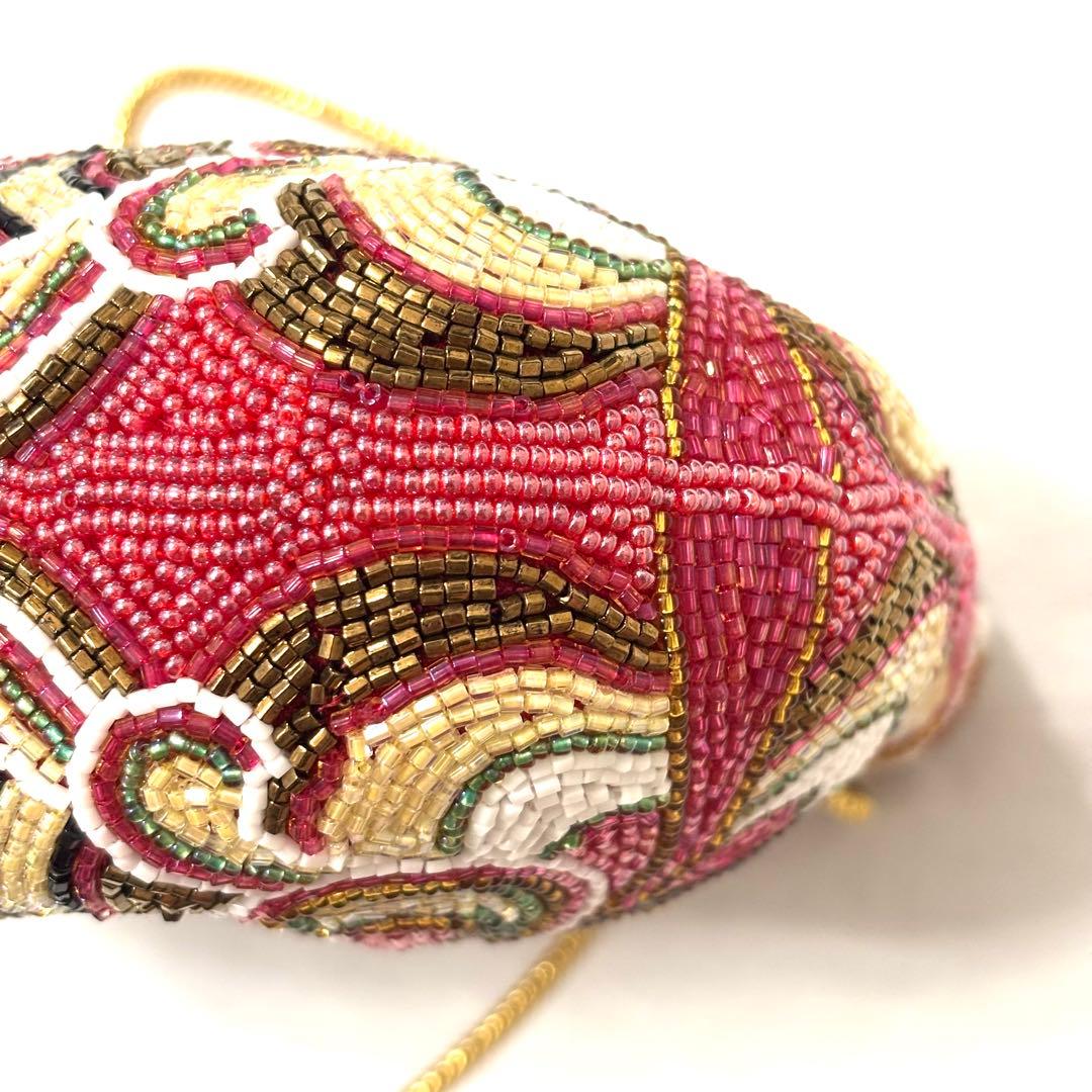 極美品 LUMY ルミー はしもと ビーズ 総ビーズ パーティバッグ 皇室