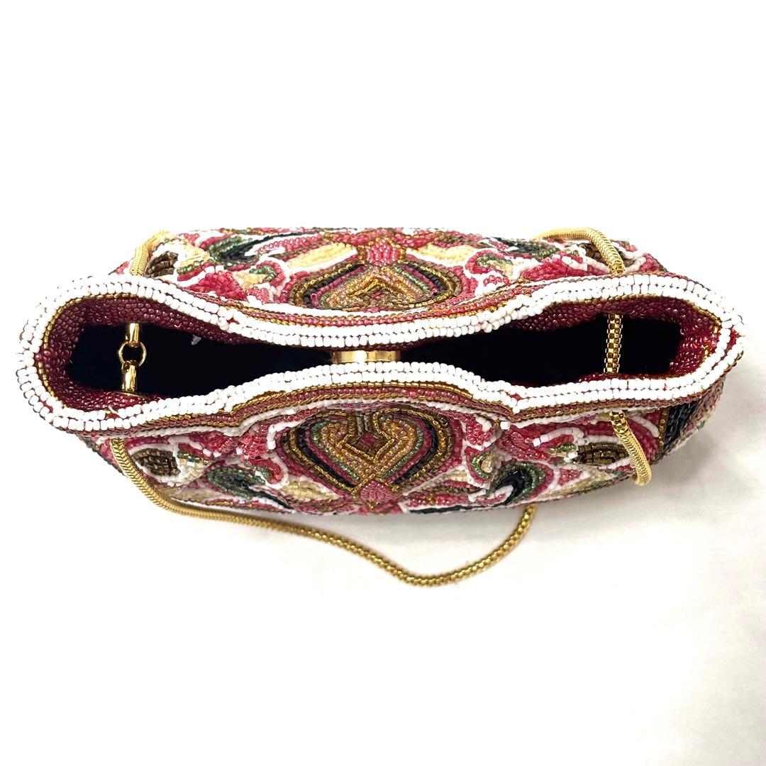 極美品 LUMY ルミー はしもと ビーズ 総ビーズ パーティバッグ 皇室