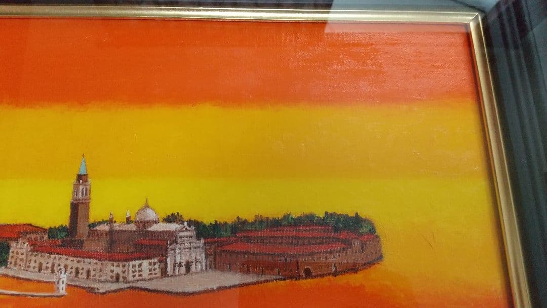 油絵　荒木淳一　ベネチアの夕暮 2016年　サイン　油絵　フィレンツェ　p6