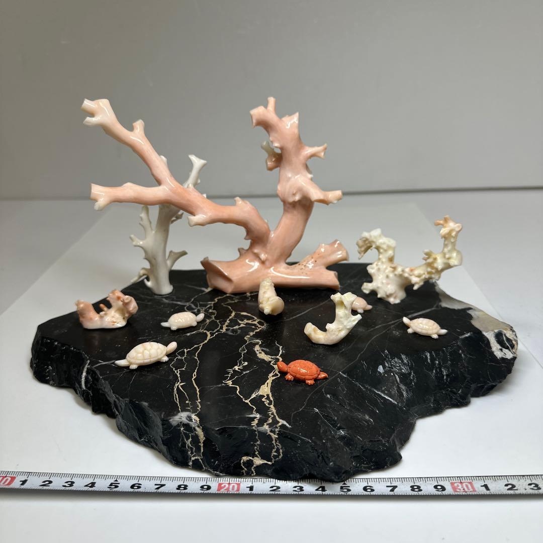 本ぼけ珊瑚　極太原木　赤珊瑚カメ　置物　約291gトコエ　東さ8-0104☆1F