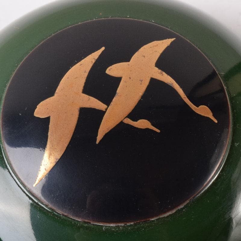 茶道具　塗師　辻石斎作　双鳥蒔絵　香合　共箱　V　8272