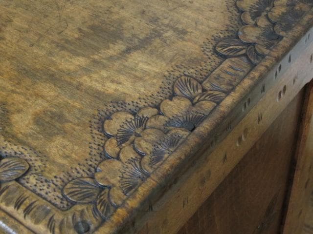 長野県 伝統工芸品 軽井沢彫り 桜 彫刻 5杯抽斗 箪笥/チェスト/整理タンス