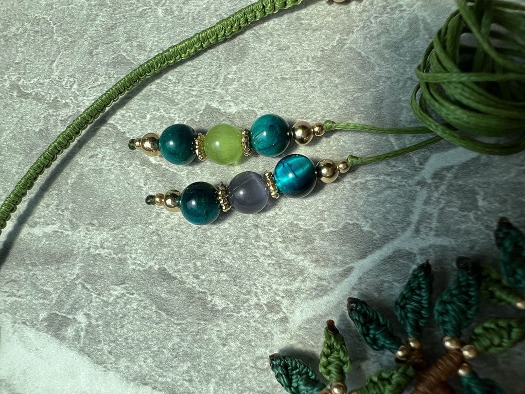 【handmade_Luna.】マクラメ× ラブラドライト ネックレス