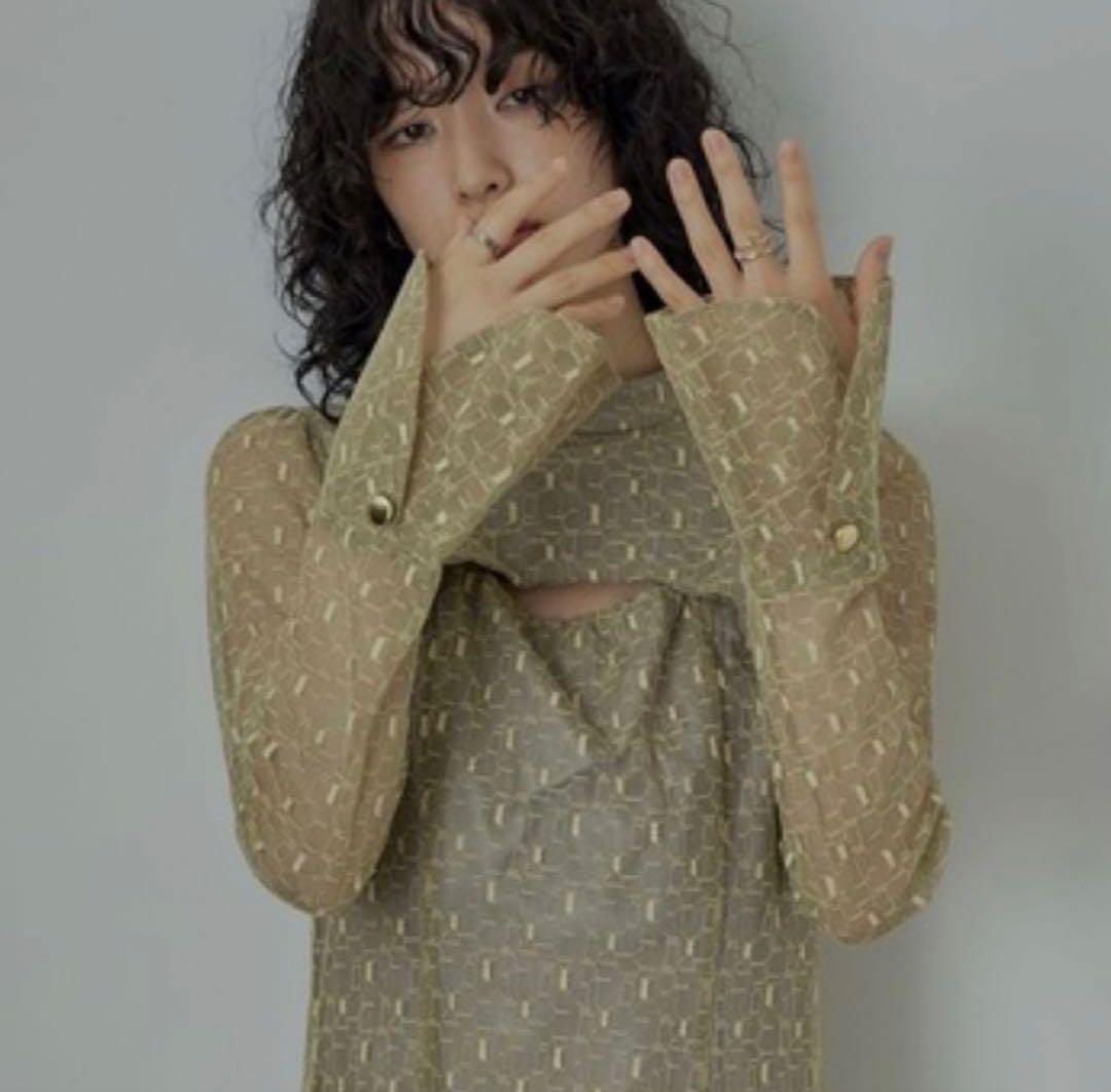 【大きめ】ANDRESD バックオープンジオメトリックドレス レース L 結婚式