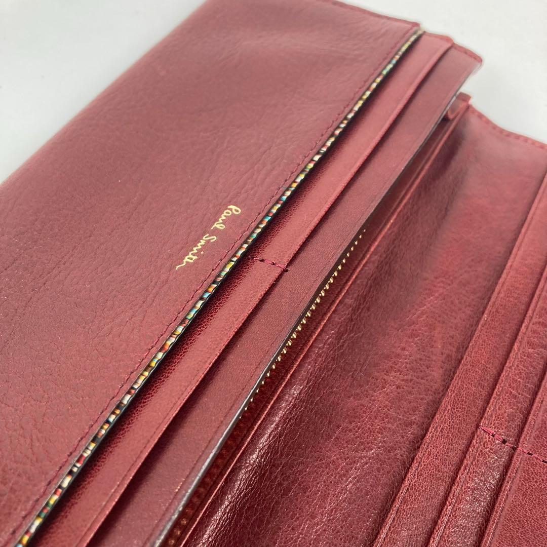 高級レザー◆ 新品　ポールスミス 長財布　ワインレッド　赤　メンズ 20q046