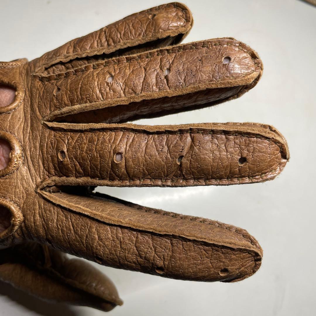 ROECKL ペッカリー革 ドライビング グローブ　一枚革　ブラウン色