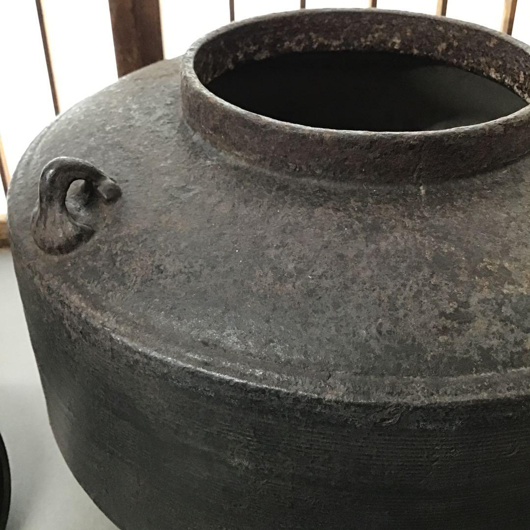 骨董品　茶道具　肩衝釜　蓋つまみ装飾豪華￼ 昭和36年以前の品　共箱　S80KK