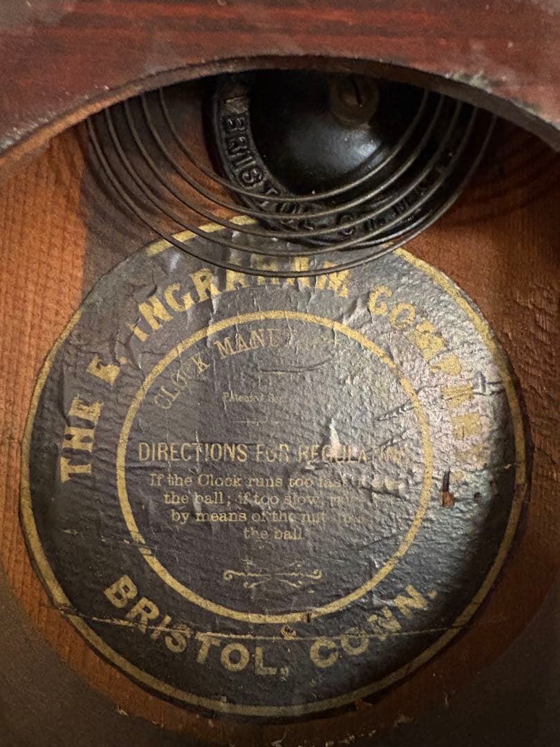 アメリカ製アンティーク寄せ木達磨時計