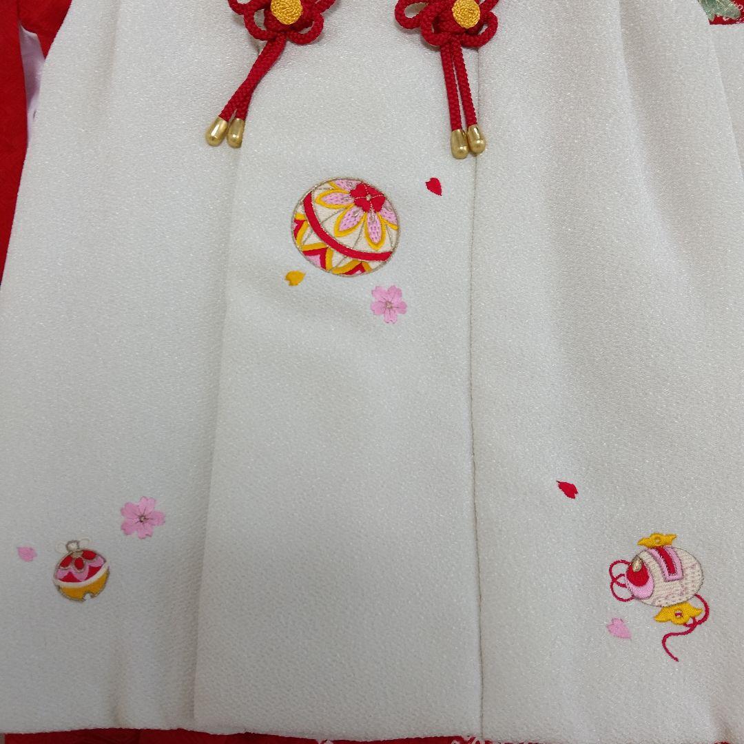 七五三 着物 正絹赤色 花柄刺繍　被布　 草履付き