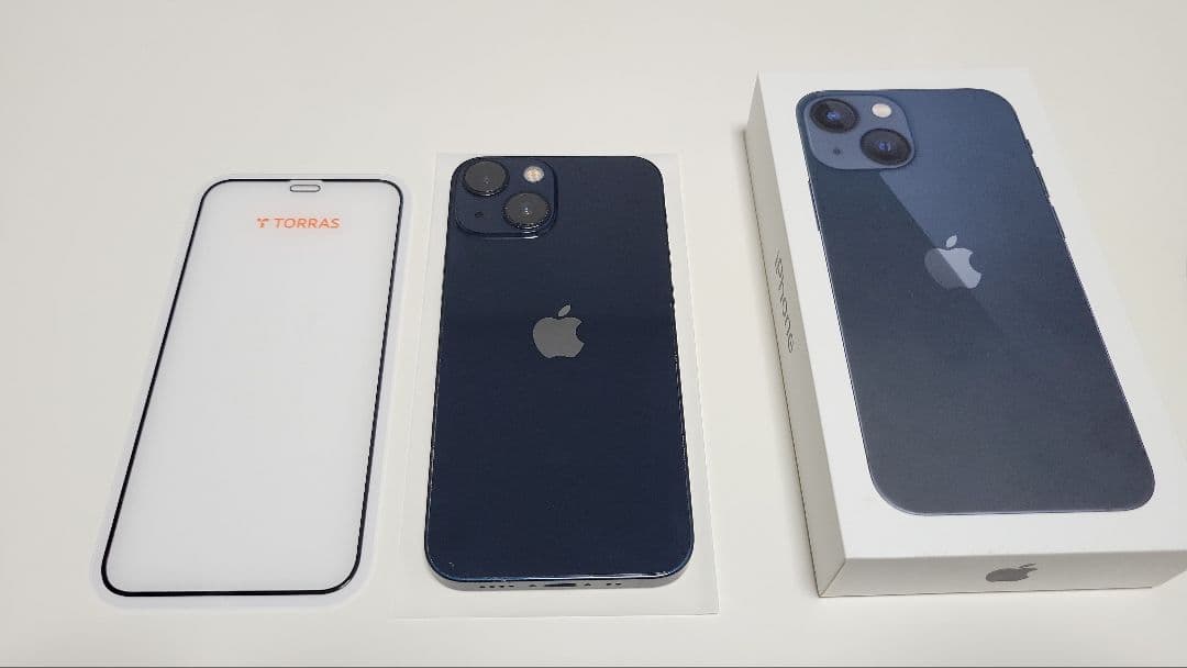 iPhone 13mini 128GB ミッドナイト、箱、ガラスフィルム、ケース