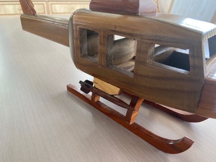 レトロな 木製オブジェ  ヘリコプター