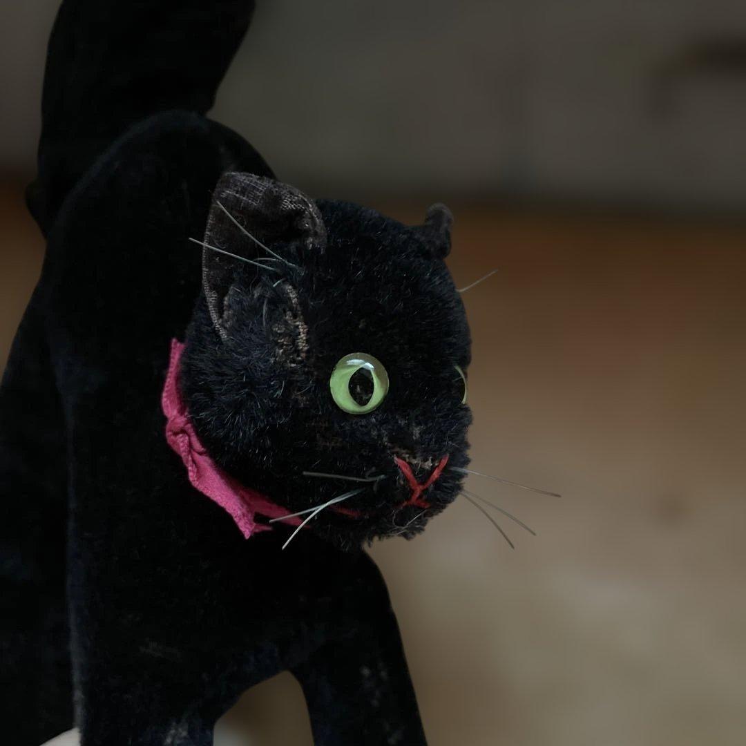 ヴィンテージ　シュタイフ　トムキャット　黒猫