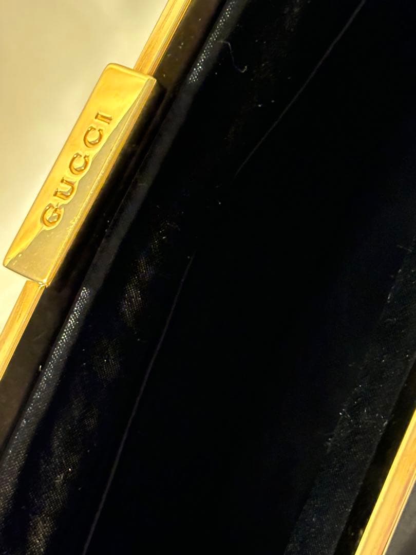 美品 ‼️GUCCI グッチ 黒 サテン　ゴールド金具 パーティーバッグ ‼️