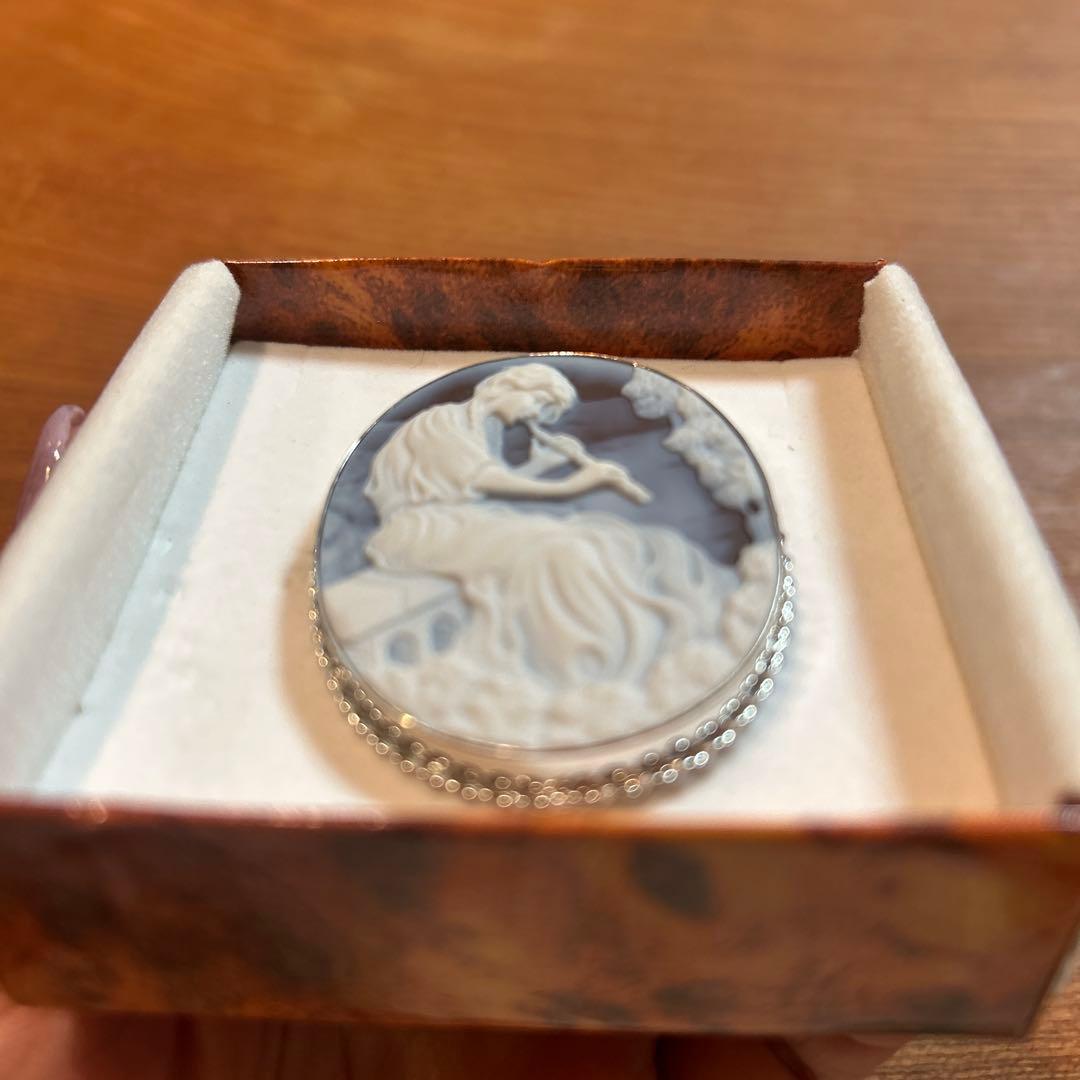 【美品】APA イタリア製 フルート シェル カメオ 2WAYブローチ