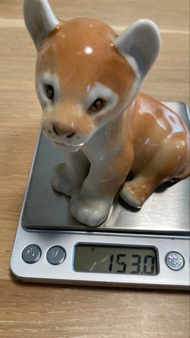 希少　ロモノーソフ　陶器製ヒョウと子ライオンフィギュアセット