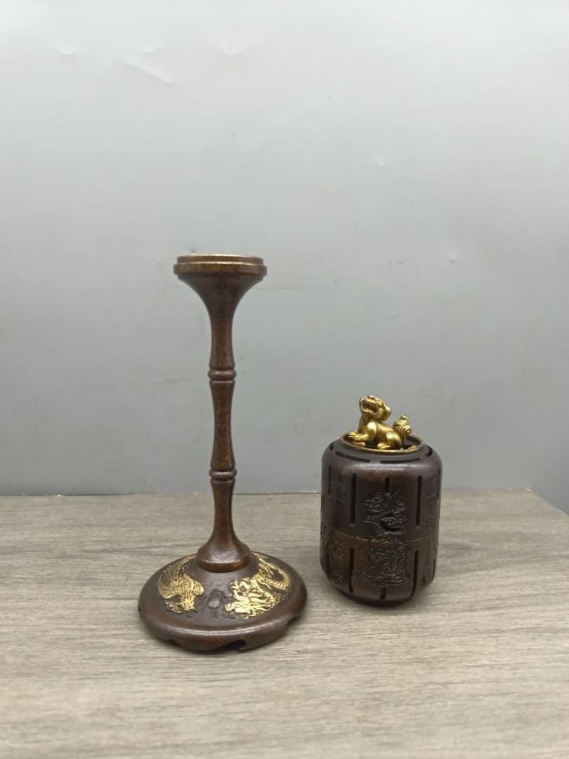 銅 細工 龍鳳宮灯香炉 檀香盤 室内 茶道 香道具 工芸品 置物