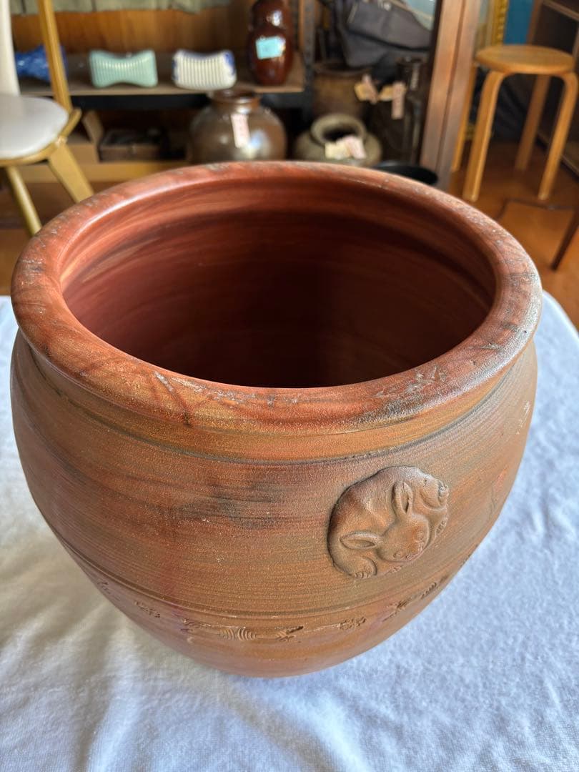 古備前焼　伊部陶苑　大壺　甕　鉢　アンティーク置物　骨董品