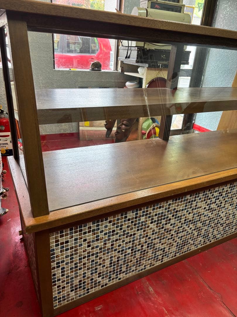 ◆アンティークガラスショーケース・タイル模様　状態B