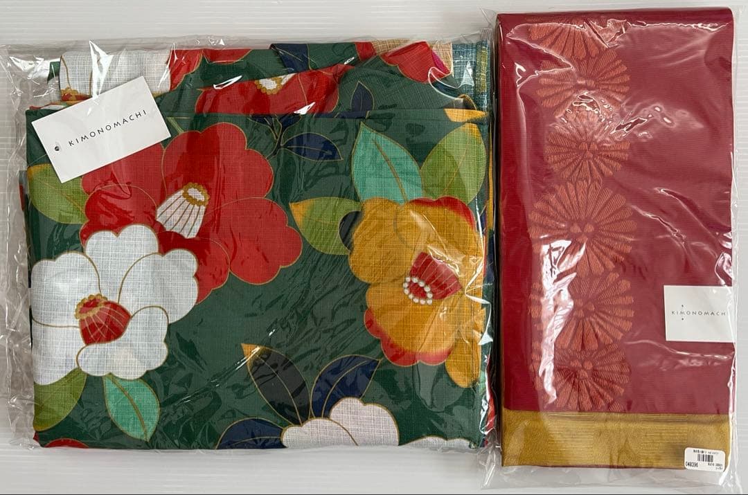 浴衣3点セット（浴衣ＬＬサイズ＋帯＋下駄）レトロモダン　花火大会