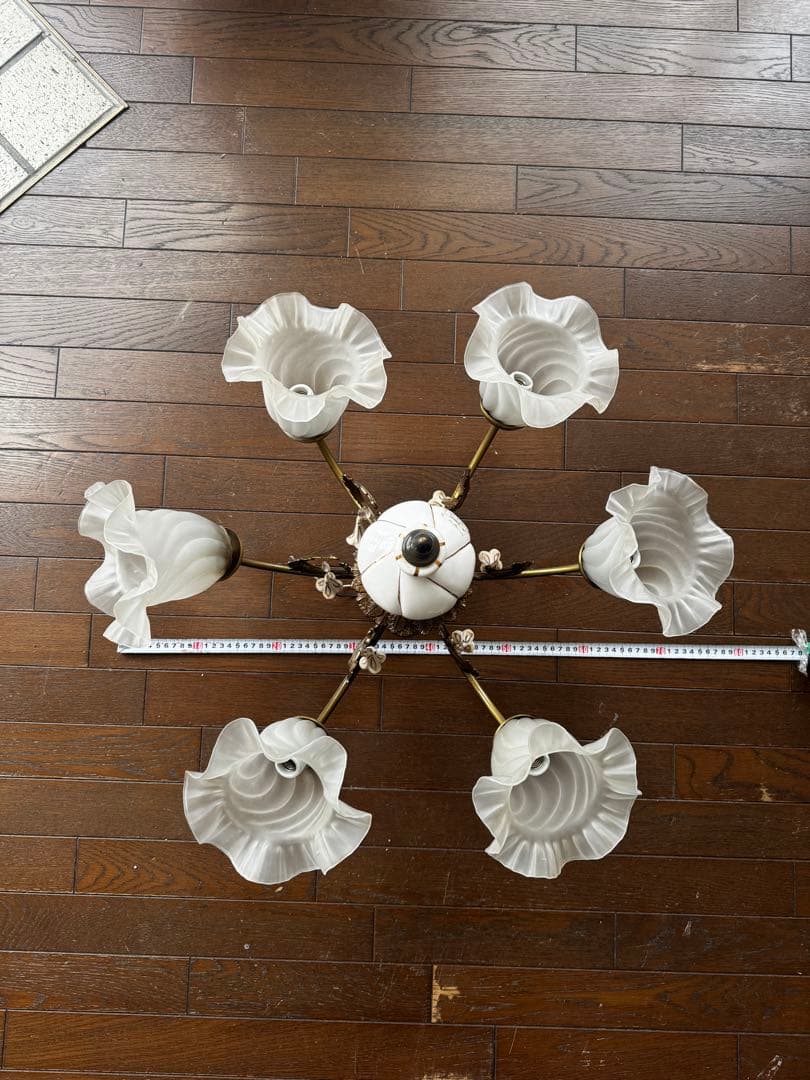 レトロ 照明 ヤマギワ フラワー型シェードのシャンデリア