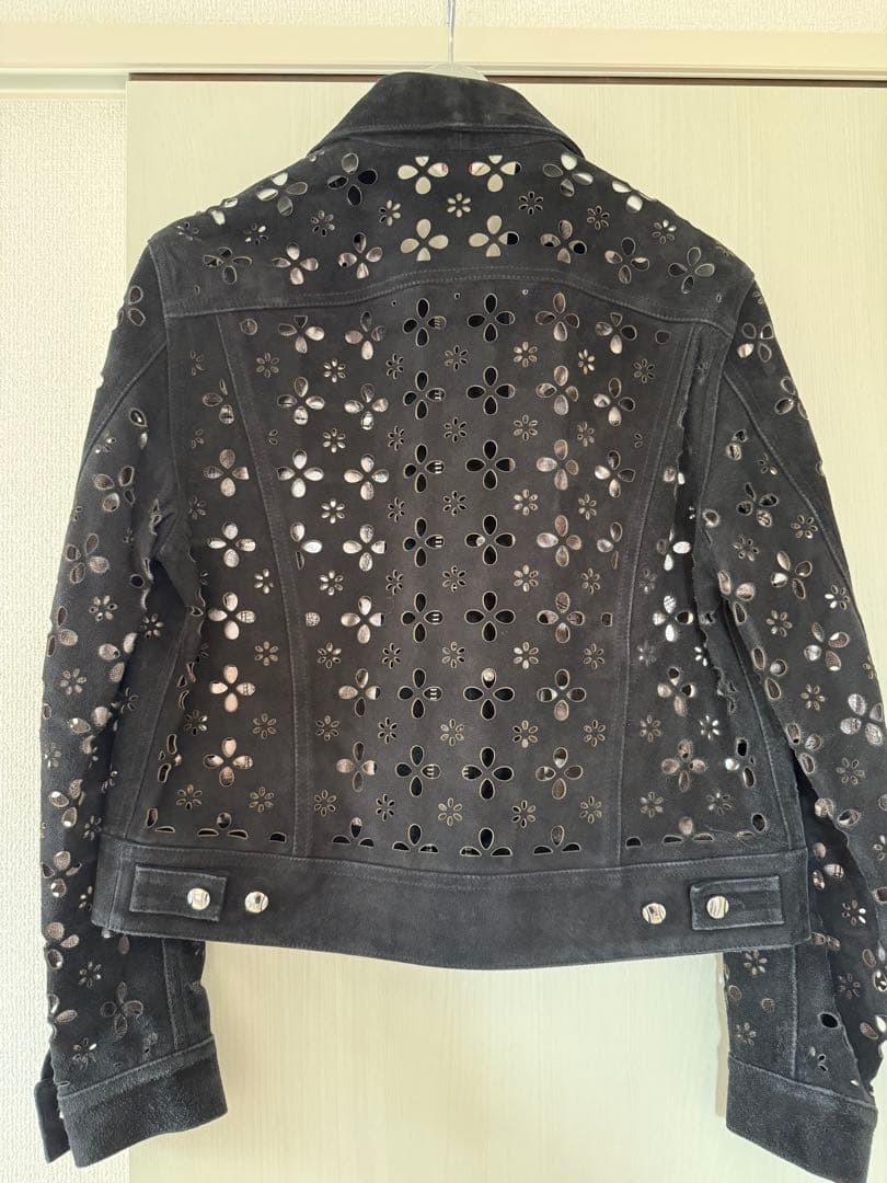 ジャケット・アウター 22AW FLOWER-CUT LEATHER TRUCKER JACKET