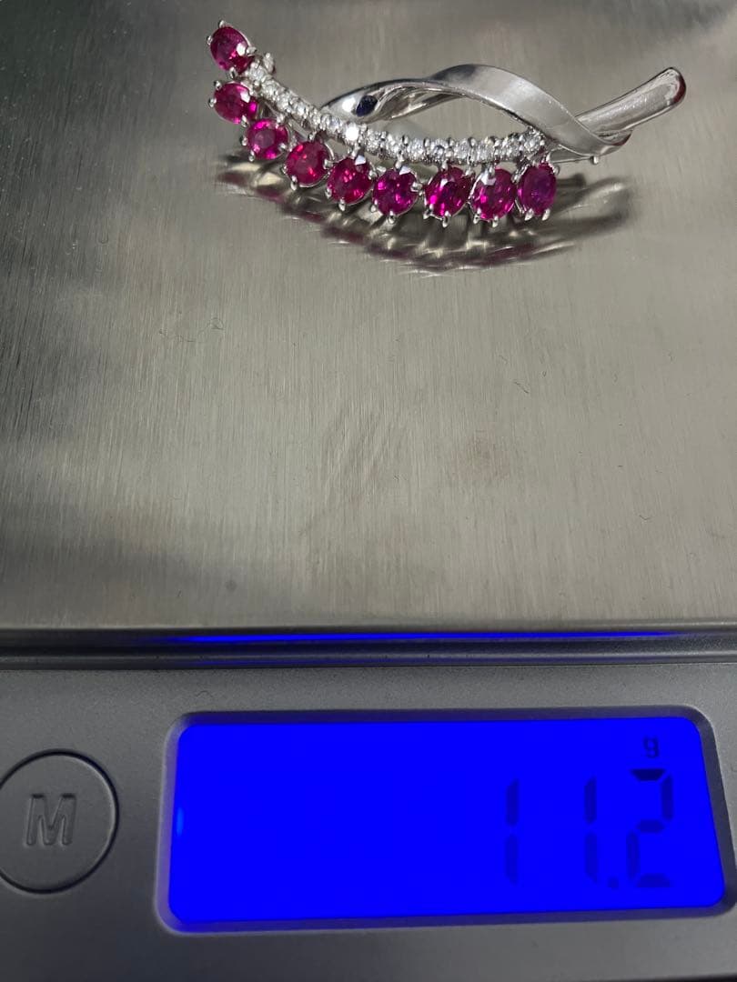 ルビー　ダイヤ　ブローチ