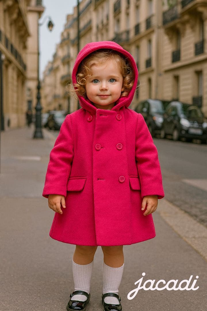 Jacadi ジャカディ コート 36m 96cm ピンク フード付き