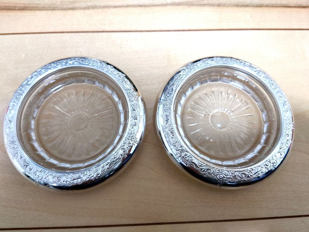 最終値下げ新品♦️銀細工 　純銀コースター 銀製 　骨董 8個セット　刻印入り