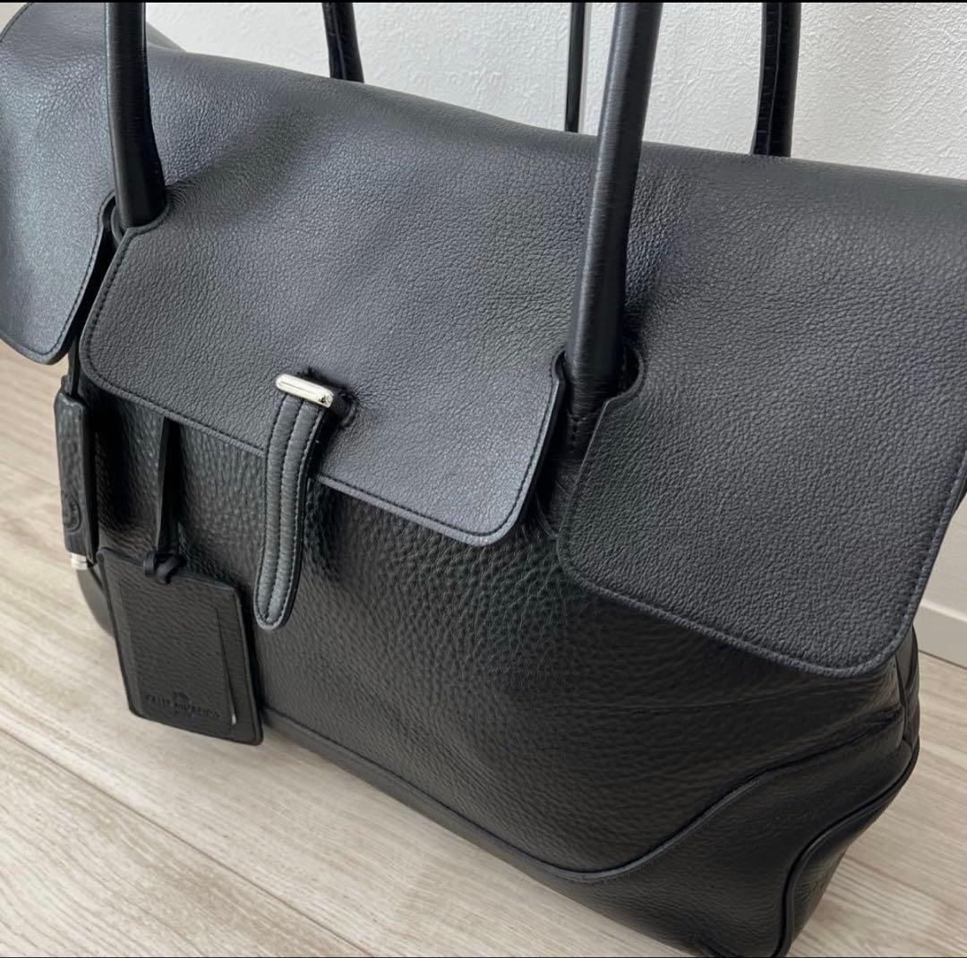 ペッレモルビダ ビジネスバッグ トート ブラック レザー フラップ付