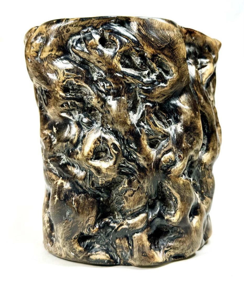 清時代 天然海松（黒珊瑚）筒 特太 2.01kg 書道 華道 茶道WWWT076