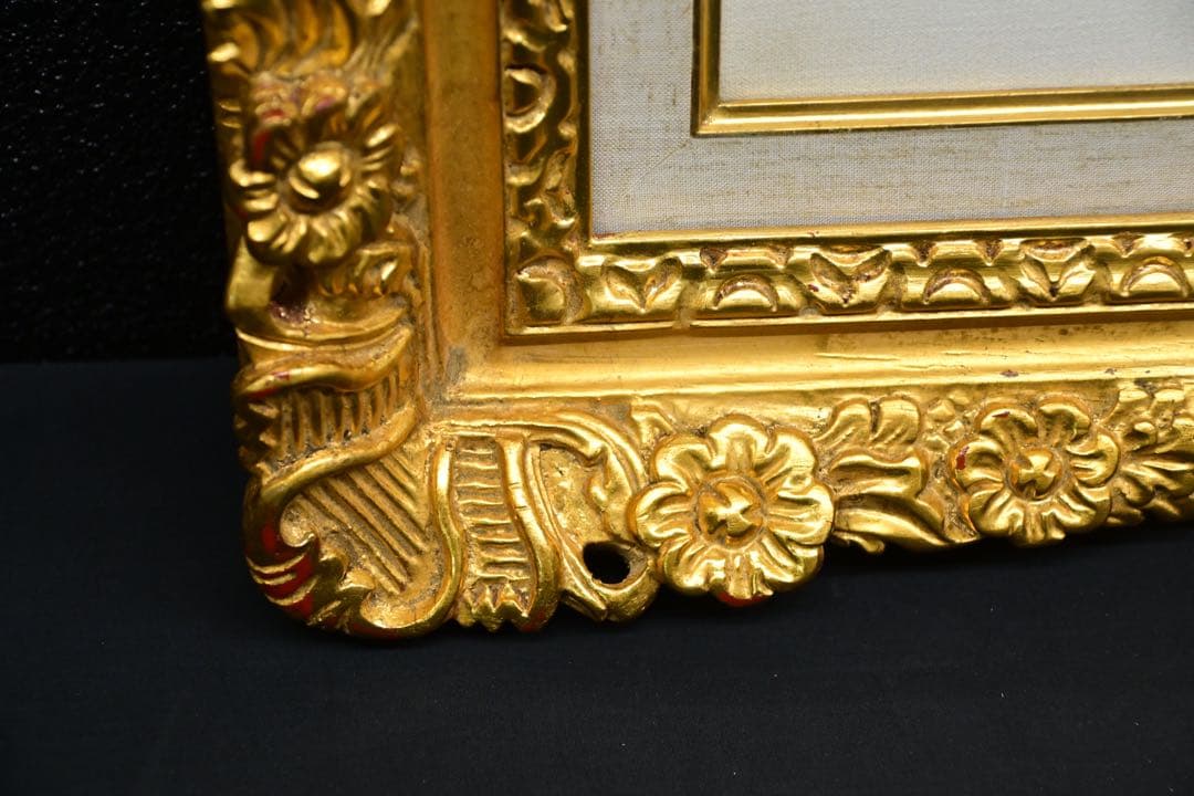 【真筆保証】花 鈴木千久馬 F6 静物 無垢額 金 木彫 壁掛 インテリア