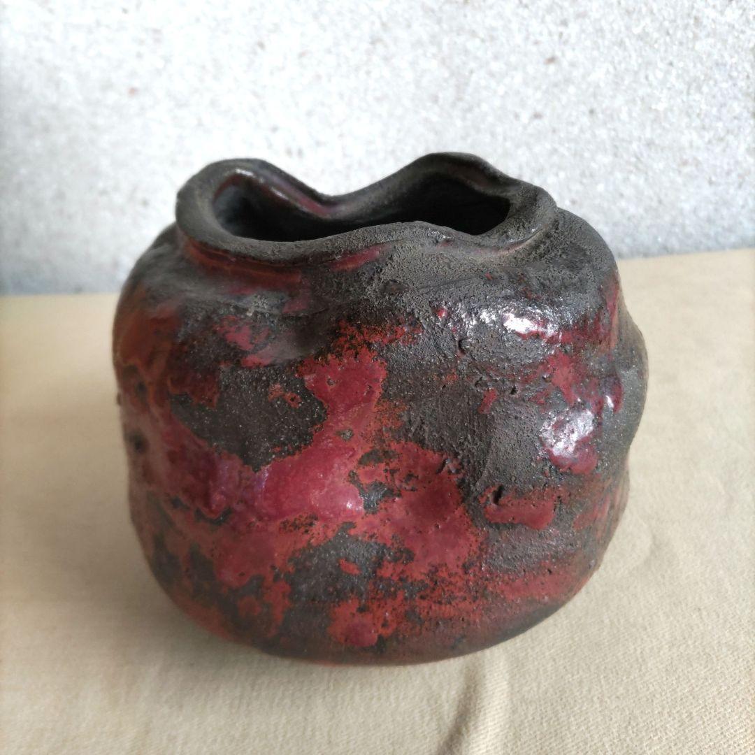 常滑焼　寿門珊瑚釉花活 H46